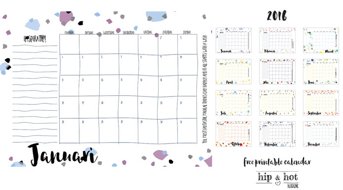 Samenpersen emotioneel roestvrij Free Printable kalender voor 2016 - Hip & Hot - blogazine
