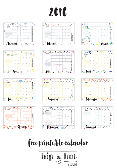 Samenpersen emotioneel roestvrij Free Printable kalender voor 2016 - Hip & Hot - blogazine