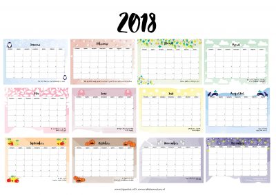 Classificeren Afdrukken Uitreiken Free Printable kalender voor 2018 - Hip & Hot - blogazine